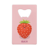 かわいいかわいいイチゴ漫画イラストレーション クレジットカード栓抜き (裏面)