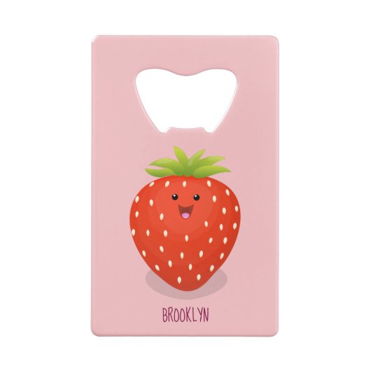 かわいいかわいいイチゴ漫画イラストレーション クレジットカード栓抜き (裏面)