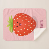 かわいいかわいいイチゴ漫画イラストレーション シェルパブランケット (正面(横))
