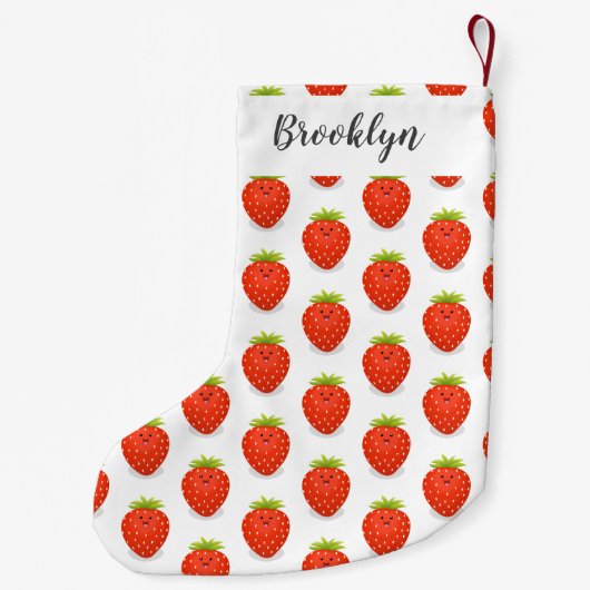 かわいいかわいいイチゴ漫画イラストレーション スモールクリスマスストッキング (裏面)