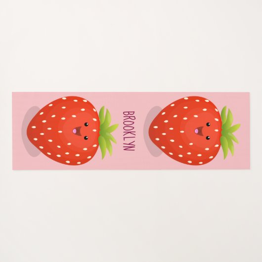 かわいいかわいいイチゴ漫画イラストレーション ヨガマット (裏面(横))