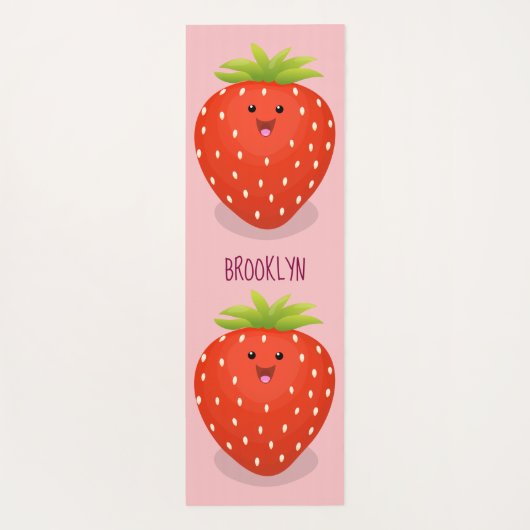 かわいいかわいいイチゴ漫画イラストレーション ヨガマット (裏面)