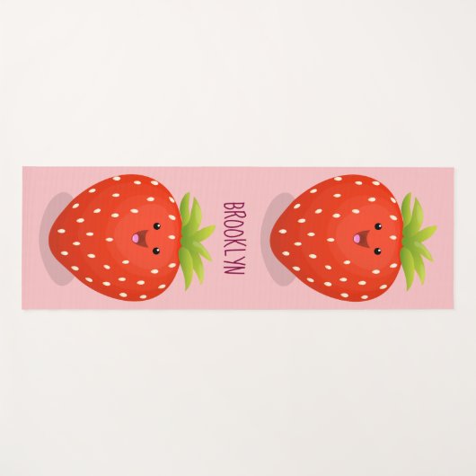 かわいいかわいいイチゴ漫画イラストレーション ヨガマット (正面(横))