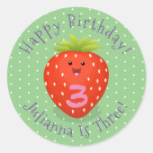 かわいいかわいいイチゴ漫画イラストレーション ラウンドシール (正面)