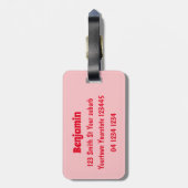 かわいいかわいいイチゴ漫画イラストレーション ラゲッジタグ (裏面縦)