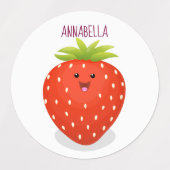 かわいいかわいいイチゴ漫画イラストレーション ラベル (デザイン2)