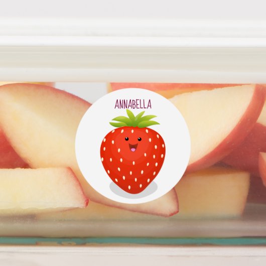 かわいいかわいいイチゴ漫画イラストレーション ラベル (貼付)