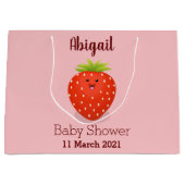 かわいいかわいいイチゴ漫画イラストレーション ラージペーパーバッグ (正面)