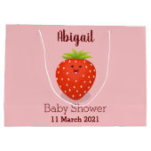 かわいいかわいいイチゴ漫画イラストレーション ラージペーパーバッグ (裏面)