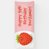 かわいいかわいいイチゴ漫画イラストレーション 横断幕 (縦)