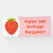 かわいいかわいいイチゴ漫画イラストレーション 横断幕 (横)