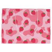 かわいいかわいいイチゴ牛のパターン ラージペーパーバッグ (裏面)