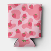 かわいいかわいいイチゴ牛のパターン 缶クーラー (正面)