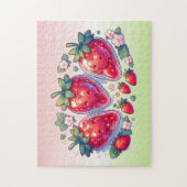 かわいいかわいいイチゴ笑顔のハート- ジグソーパズル (縦)