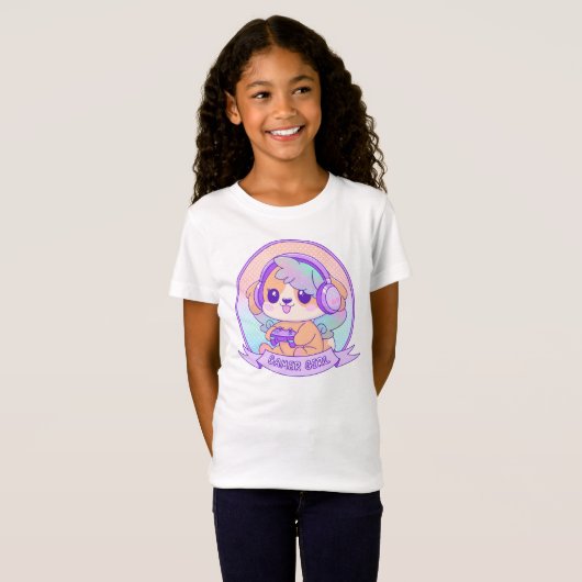 かわいいかわいいウイングゲーマーガールギフトパープル Tシャツ (正面フル)