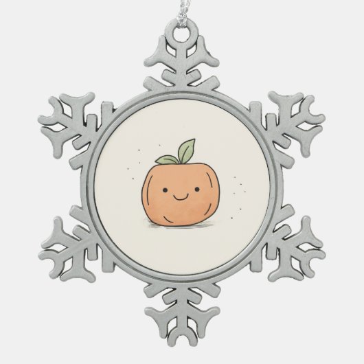 かわいいかわいいウォーターカラーカボチャ スノーフレークピューターオーナメント (正面)