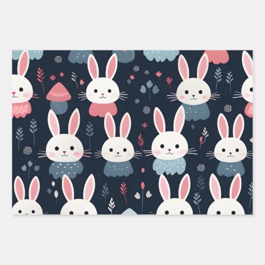 かわいいかわいいウサギ ラッピングペーパーシート (正面)