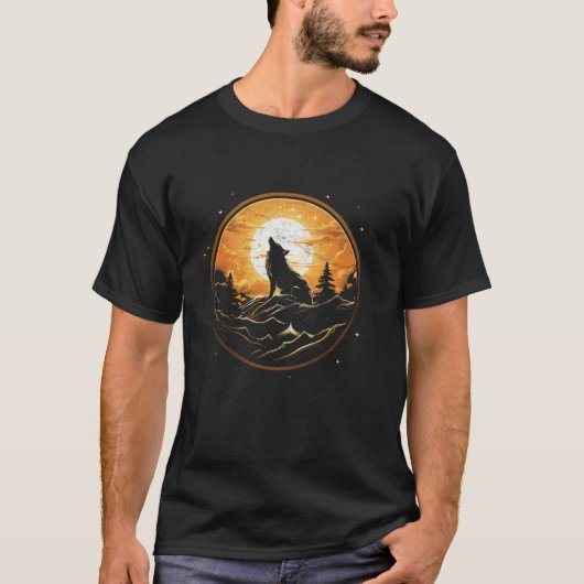 かわいいかわいいオオカミ月の子供アラスカンでハウリング Tシャツ (正面)