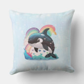 かわいいかわいいオルカキラーホエールレインボウズ クッション (裏面)