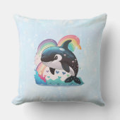 かわいいかわいいオルカキラーホエールレインボウズ クッション (正面)