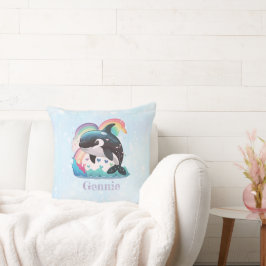 かわいいかわいいオルカキラーホエールレインボウズ クッション