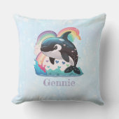 かわいいかわいいオルカキラーホエールレインボウズ クッション (正面)