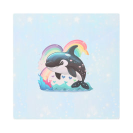 かわいいかわいいオルカキラーホエールレインボウズ メタルプリント