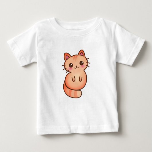 かわいいかわいいオレンジ猫のイラストレーション ベビーTシャツ (正面)