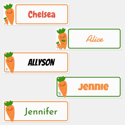 かわいいかわいいオレンジ色のニンジン長方形の子供の名前 ラベル (グループ)