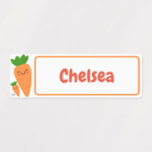 かわいいかわいいオレンジ色のニンジン長方形の子供の名前 ラベル (デザイン1)