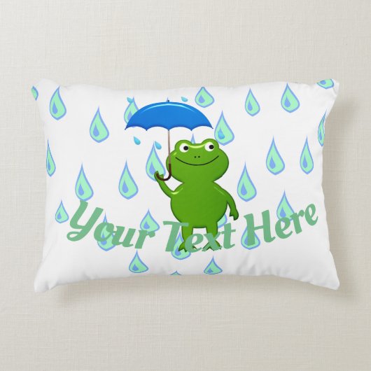 かわいいかわいいカエルと雨 アクセントクッション (正面)