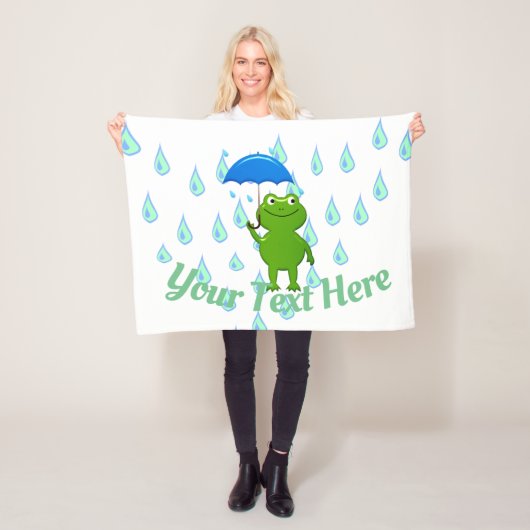 かわいいかわいいカエルと雨 フリースブランケット (インサイチュ)
