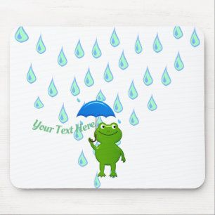 かわいいかわいいカエルと雨 マウスパッド