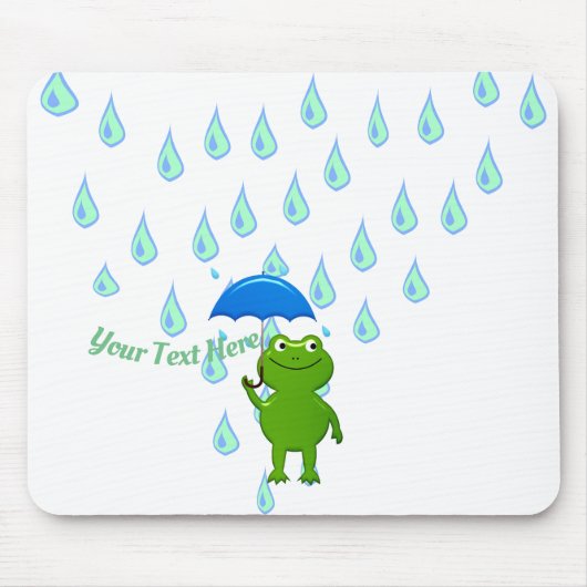 かわいいかわいいカエルと雨 マウスパッド (正面)