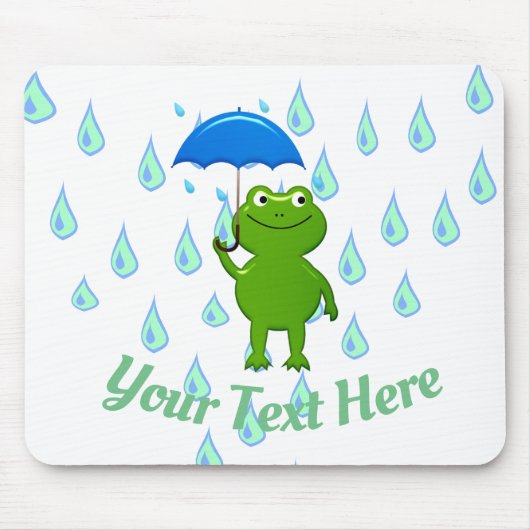 かわいいかわいいカエルと雨 マウスパッド (正面)