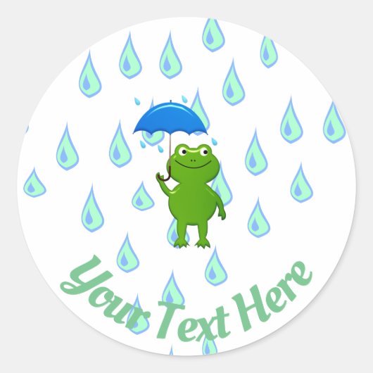 かわいいかわいいカエルと雨 ラウンドシール (正面)