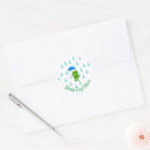 かわいいかわいいカエルと雨 ラウンドシール (封筒)