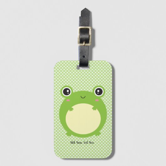 かわいいかわいいカエルパーソナライズされた文字と写真 ラゲッジタグ (正面縦)