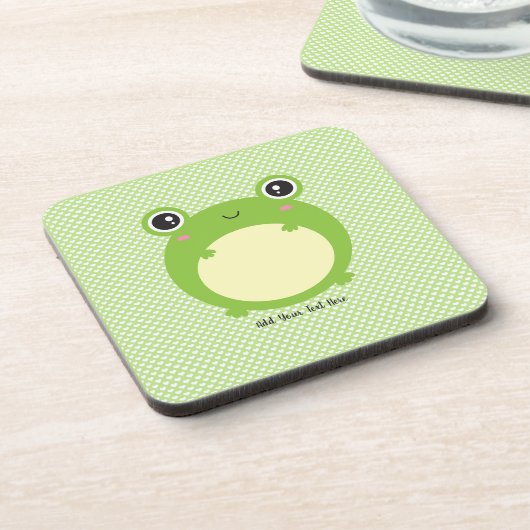 かわいいかわいいカエルパーソナライズされた文字 コースター (左側)
