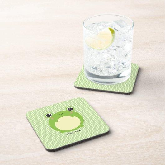 かわいいかわいいカエルパーソナライズされた文字 コースター (右側)