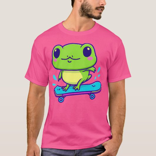 かわいいかわいいカエルONスケートボード Tシャツ (正面)