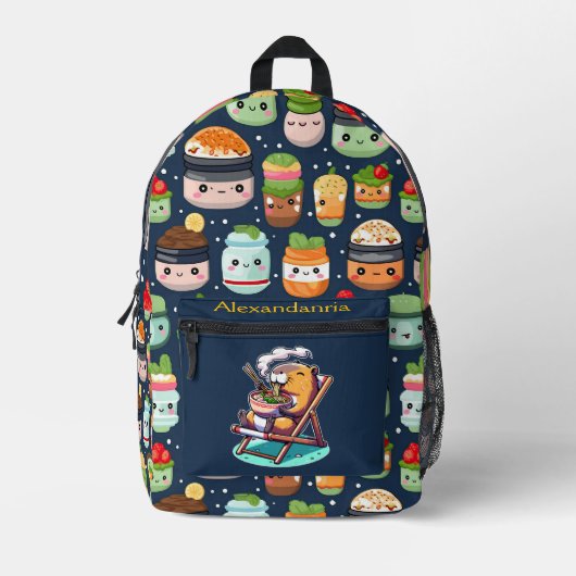 かわいいかわいいカスタムラーメン猫 プリントバックパック (正面)