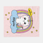 かわいいかわいいカチコーンピンク漫画 フリースブランケット (正面(横))