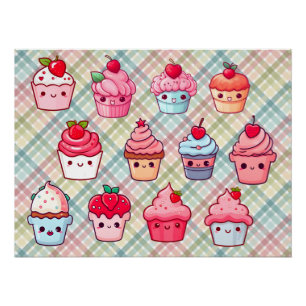 かわいいかわいいカップケーキフードマフィン ポスター