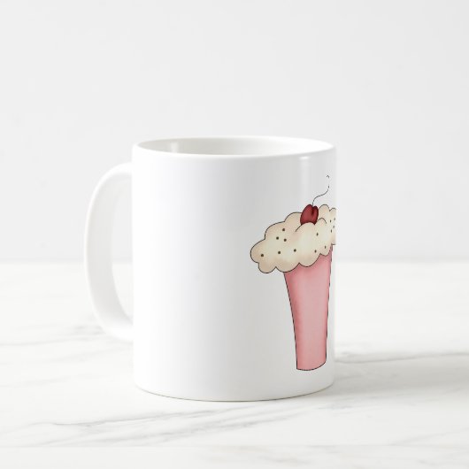 かわいいかわいいカップケーキミルクシェイクとさくらんぼ コーヒーマグカップ (正面左)