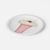 かわいいかわいいカップケーキミルクシェイクとさくらんぼ ペーパープレート (アングル)