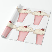 かわいいかわいいカップケーキミルクシェイクとさくらんぼ ラッピングペーパー (アンロールド)