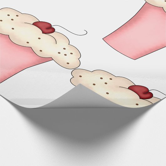 かわいいかわいいカップケーキミルクシェイクとさくらんぼ ラッピングペーパー