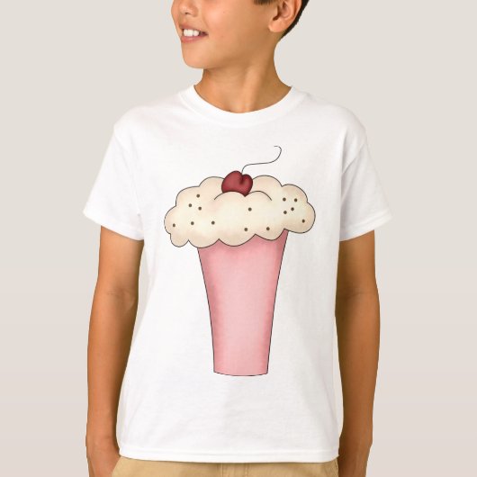 かわいいかわいいカップケーキミルクシェイクとさくらんぼ Tシャツ (正面)