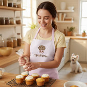 かわいいかわいいカップケーキ付き/名前ピンクのキッチンエプロン エプロン
